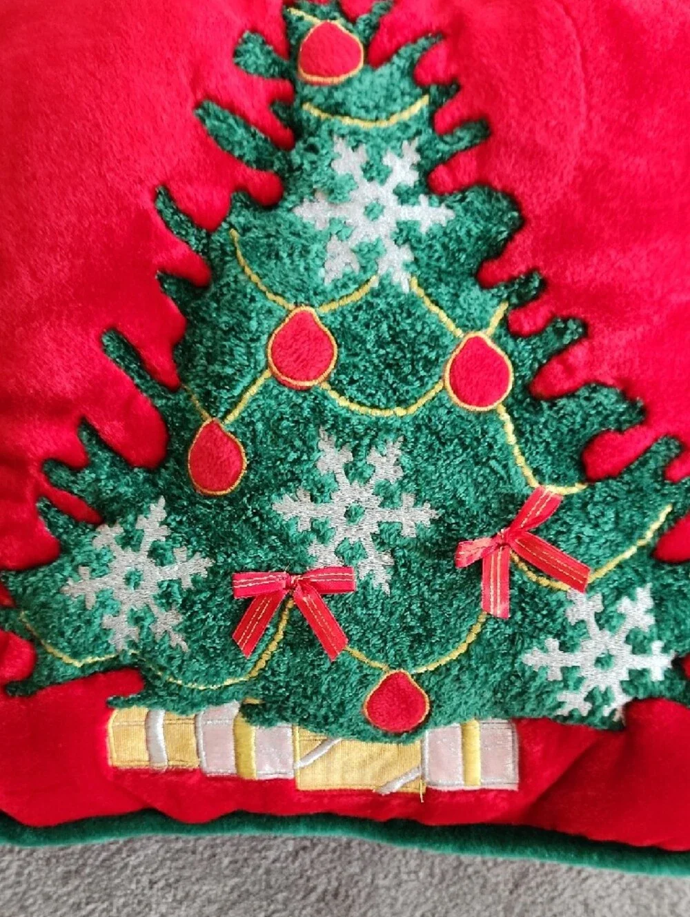 Holiday Red & Green Christmas Tree Throw Pillow - Festive Accent